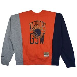 Golden State Warriors Mitchell & Ness NBA 3XL XXXL Sweatshirt Orange Navy New